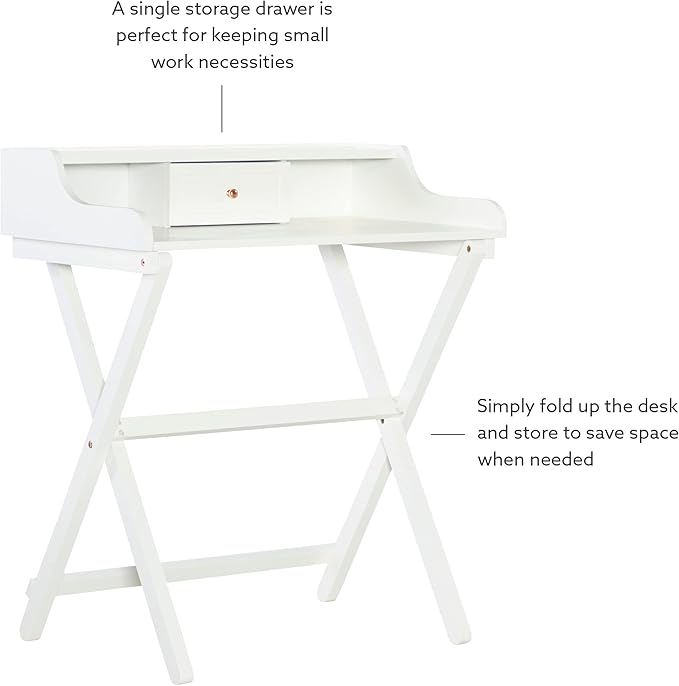 Linon Home Décor Mable White Folding Desk