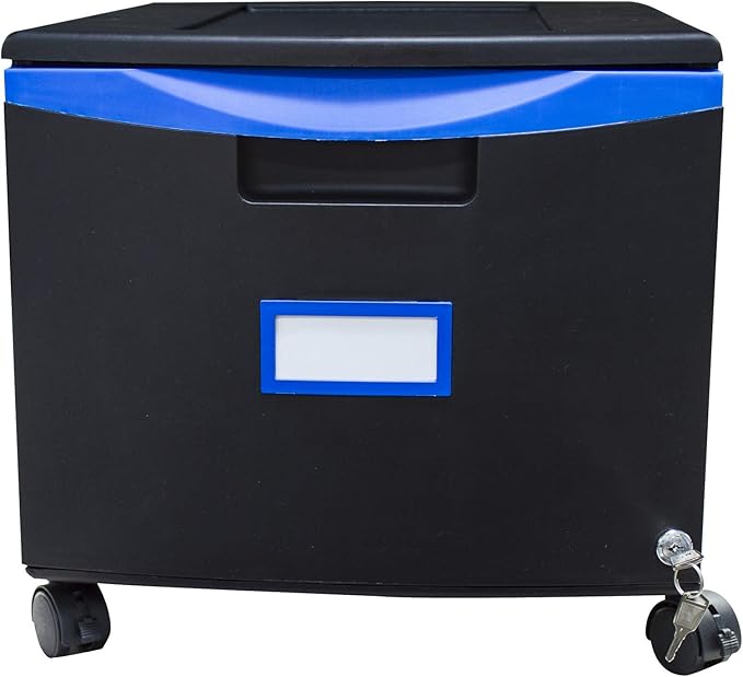 Storex 61269A01C File Cabinet, 1-Pack, Black/Blue