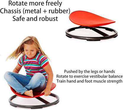 Autism Kids Swivel Chair,Spin Sensory Chair,Kids Spinning Chair,Sit Spin Training Body Coordination,Metal Base Non-Slip Small Desk Chair (Red) …