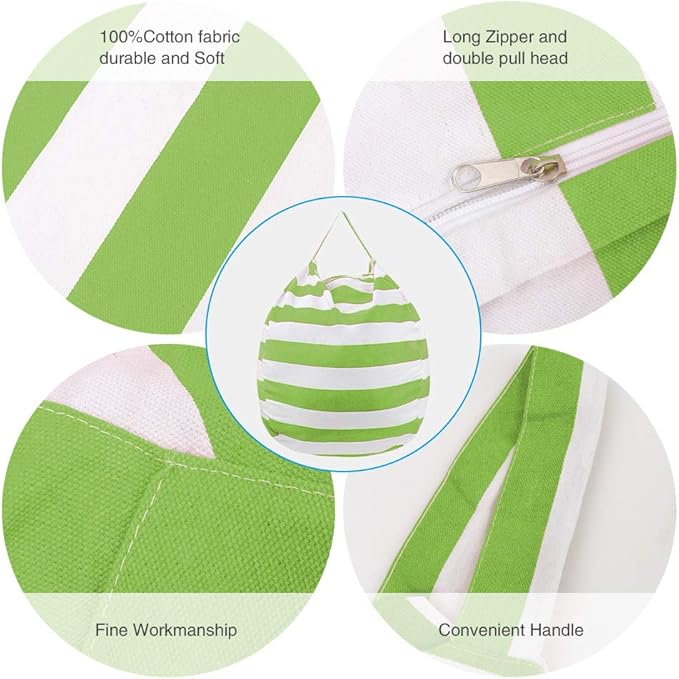 27Inch Stuffed Animal Storage Bean Bag Chair Cover for Kids room, Gifts for 3 4 5 6 7 8 9 Boys Girls Stuffed Animals Toy Storage Bags, New Year Gift-Green