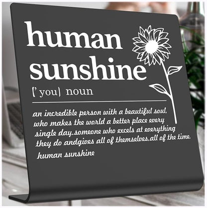 Human Sunshine Definition Desk Signs Funny Appreciation Gifts for Women Thank You Gift for Friends Teacher Coworker Doctor Nurse Gift for Mom Aunt Sister Sunshine Party Decorations (black) XLK13