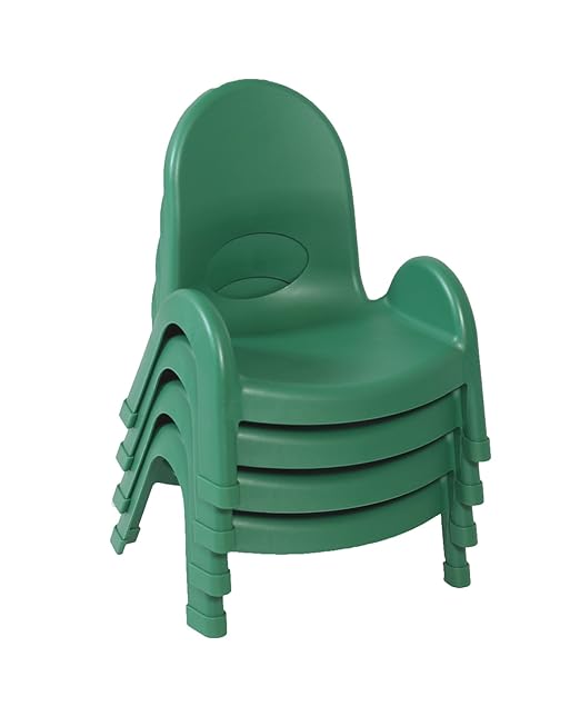 Children's Factory Angeles Value Stack Kids Chair, Preschool/Homeschool/Daycare Furniture, Flexible Seating Classroom Furniture for Toddlers, Green, 5" (AB7705PG)