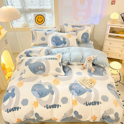 MorroMorn Twin Duvet Cover Set, Blue Whale Comforter Covers Bedding Sets, Fluffy Blanket Ultra Soft Kawaii Cute for Girls Toddler Kids Teen Women Twin/Twin XL Size