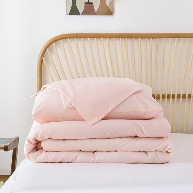 ROSGONIA Comforter Full Size for Girls Boys Teens Blush, 3pcs(1 Boho Pink Comforter & 2 Pillowcases) Lightweight Dorm Bedding Soft All Season Bed Set