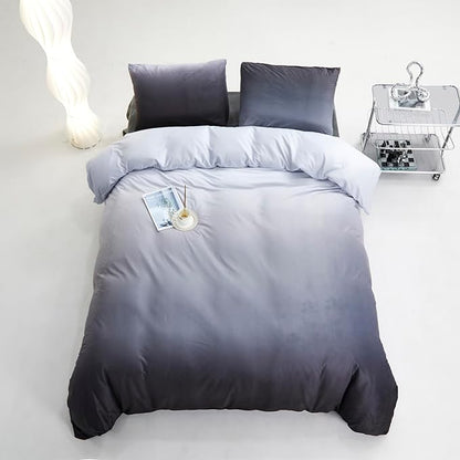 Gray White Gradient Comforter Set Twin Gray Velvet Bedding Comforter Modern Plain White and Deep Gray Gradient Soft Quilt Farmhouse Flannel Comforter Warm Twin Bed Comforter