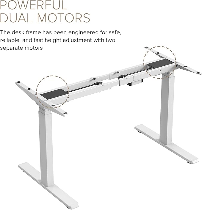 POUT TEKDEC Dual Motor 3-Stage Electric Adjustable Standing Computer Desk Base 24.4” - 51" Height for Home and Office (Black)