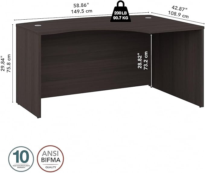 Bush Business Furniture Studio C 60W x 43D Right Hand L-Bow Desk Shell in Storm Gray