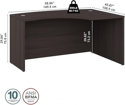 Bush Business Furniture Studio C 60W x 43D Right Hand L-Bow Desk Shell in Storm Gray