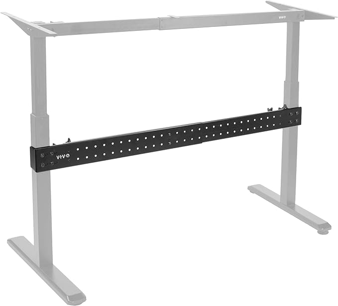 VIVO Black Universal Steel Clamp-on Desk Stabilizer Bar, 36 to 61.6 inch Bracket Support System for Sit to Stand Desk Frames, DESK-STB01B