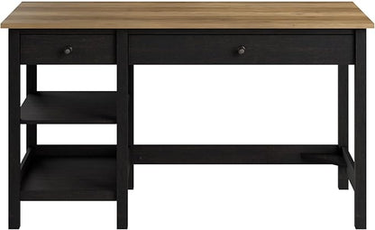 Bush Furniture Mayfield 54W Computer Desk with Shelves in Vintage Black and Reclaimed Pine| Table and Storage for Home Office Workspace