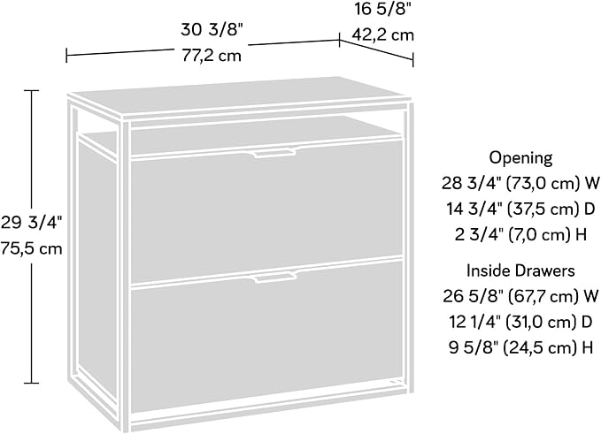 Sauder International Lux Lateral File, L: 30.32" x W: 16.54" x H: 29.72", Sindoori Mango Finish