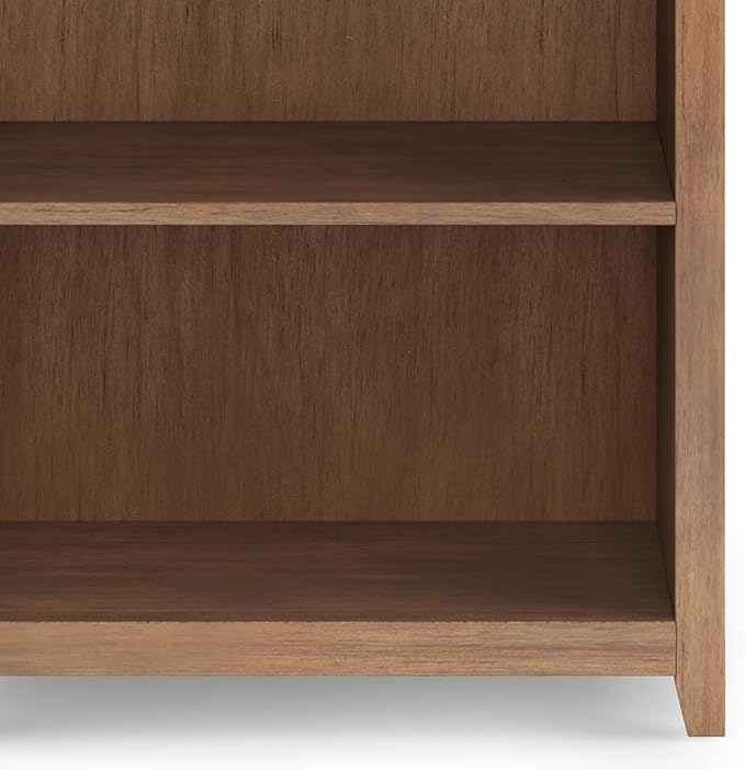 SIMPLIHOME Amherst SOLID WOOD 30 Inch Wide Transitional 5 Shelf Bookcase in Rustic Natural Aged Brown, for The Living Room, Study Room and Office