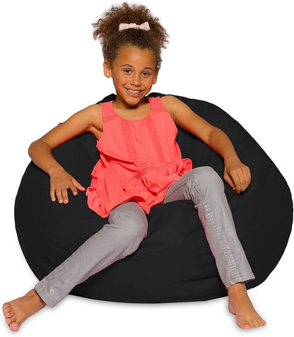 Posh Beanbags Bean Bag Chair, Large-38in, Solid Black