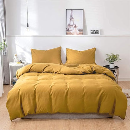 Mustard Yellow Comforter Sets Full Pure Deep Dark Yellow Bedding Set 3 Pieces Women Men Ginger Yellow Comforter Sets Lightweight Durable Yellow Blanket Full Quilts Breathable Bed Comforter Set