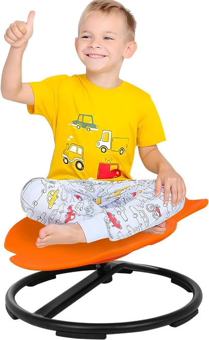 Autism Kids Swivel Chair Sensory Products, Sit and Spin Spinning Chair Carousel Spin Sensory Chair, Kids Body Coordination Training,Sensory Toy Chair for Kids 2-10 Orange