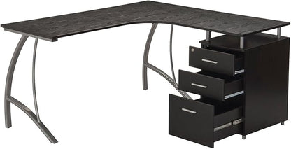 NicBex Laik-DW-00046-DX Desks, 59" W x 55" D x 30" H, Espresso