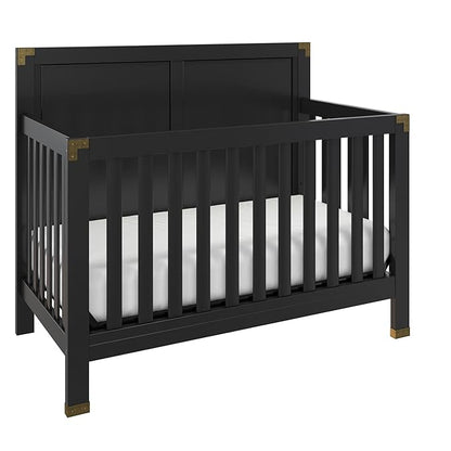 Baby Relax Miles 5-in-1 Convertible Crib, Solid Pine Wood, Black