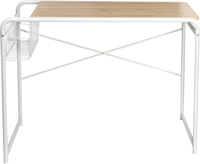 Honey-Can-Do Home Office Computer Desk with Side Basket, White OFC-09918 White