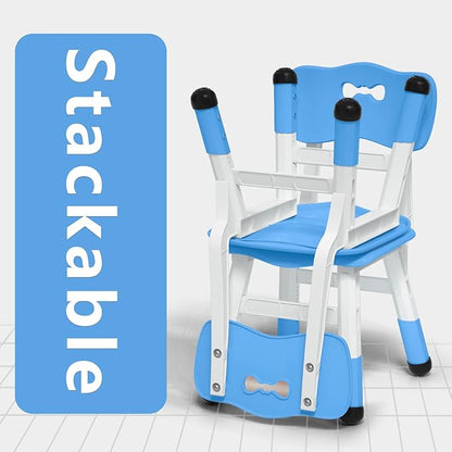 Adjustable Kid Chairs Indoor 3 Level Adjustable Suitable for Children Age 2-6. Maximum load-bearing 220LBS Suitable for Family Classroom and Nursery Child Seat Set (2-Pack-Navy Blue)