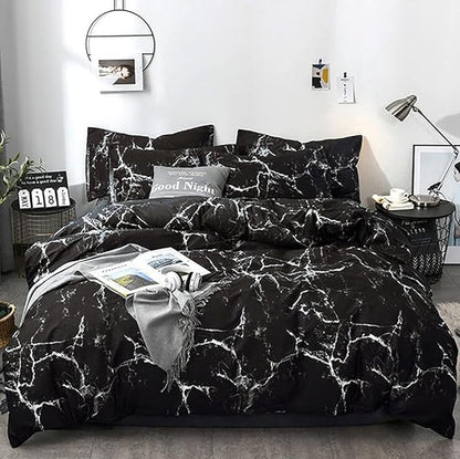 Black Marble Comforter Set Cal King Black Bedding Set Women Black Marble Comforter Lightweight Soft Black Marble Bedding Men Durable Black Marble Quilt Breathable Bed Comforter Set Cal King