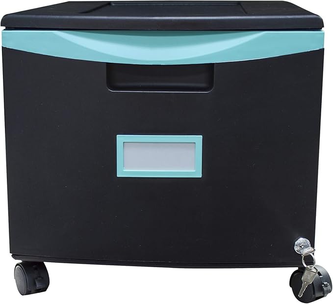 Storex 61270A01C File Cabinet, 1-Pack, Black/Teal