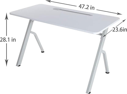 ApexDesk 47" Computer Desk, Modern Simple Style Desk for Home Office, Study Student Writing Desk - White