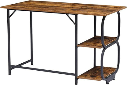 Anivia Writing Computer Home Office Desk with 2 Storage Shelves on Left or Right Side, Industrial Simple Style Wood Table Metal PC Laptop Notebook, 47", Rustic Brown + Black Frame
