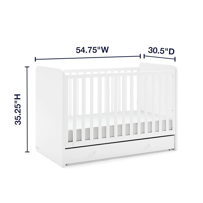 Delta Children babyGap Graham 4-in-1 Convertible Crib with Storage Drawer + Brannan Bear Bookcase with Bins + Brannan Bear Wall Shelf with 4 Hooks, Bianca White (Bundle)