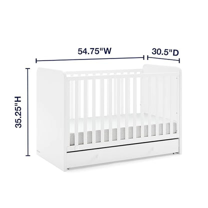 Delta Children babyGap Graham 4-in-1 Convertible Crib with Storage Drawer + Brannan Bear Bookcase with Bins + Brannan Bear Wall Shelf with 4 Hooks, Bianca White (Bundle)