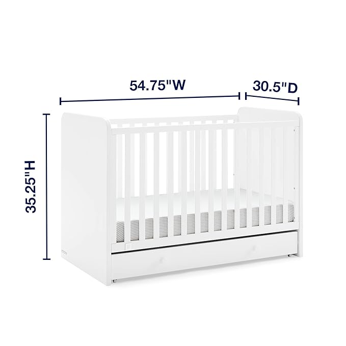 GAP babyGap Graham 4-in-1 Convertible Crib with Storage Drawer - Greenguard Gold Certified, Bianca White