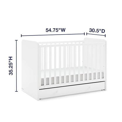 GAP babyGap Graham 4-in-1 Convertible Crib with Storage Drawer - Greenguard Gold Certified, Bianca White