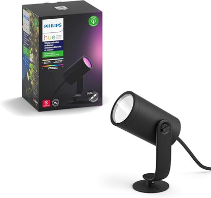 Philips Hue Lily Outdoor Smart Spot Light - White & Color Ambiance LED Walkway Lights - Low Voltage Lighting - 1 Pack - Requires Bridge and Power Supply - Control with App and Voice - Weatherproof