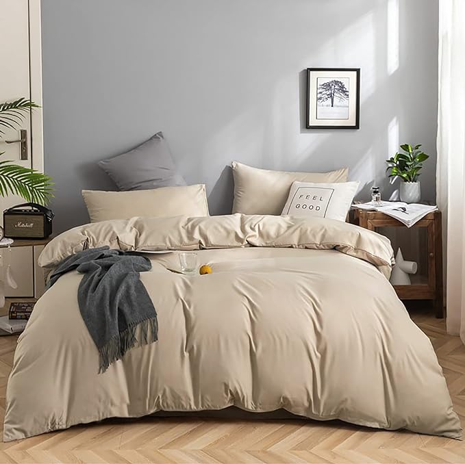 Champagne Comforter Set Queen Beige Bedding Set Women Light Khaki Comforter Set Queen 3 PCs Durable Comforter Queen Khaki Bedding Set Breathable Light Champagne Bed Comforter Set