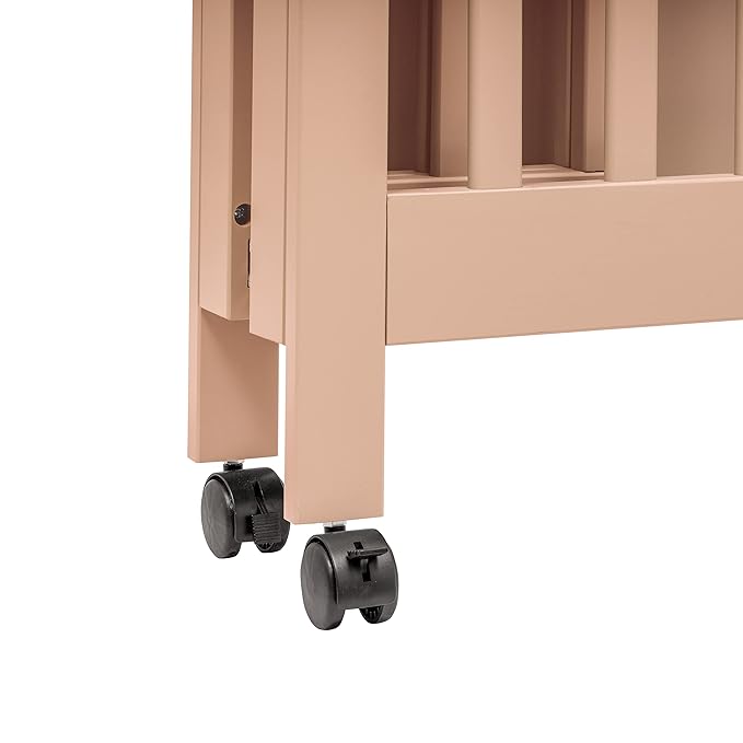 Babyletto Origami Mini Portable Folding Crib with Wheels in Canyon, 2 Adjustable Mattress Positions, Greenguard Gold Certified