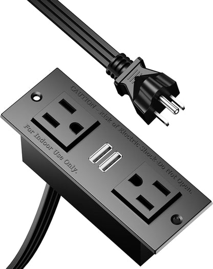 Furologee Charging Station for Black 2 Penson Desk with LED Lights and Monitor Stand
