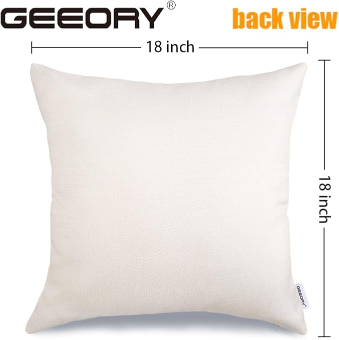 GEEORY Christmas Pillow Covers 18 x 18 Inch Set of 4, Buffalo Plaid Wooden Tree Snow Sleigh Merry Xmas Holiday Decor Decorative Throw Cushion Cases Decoration for Home Party Sofa Couch (Beige)