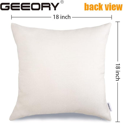 GEEORY Christmas Pillow Covers 18 x 18 Inch Set of 4, Buffalo Plaid Wooden Tree Snow Sleigh Merry Xmas Holiday Decor Decorative Throw Cushion Cases Decoration for Home Party Sofa Couch (Beige)