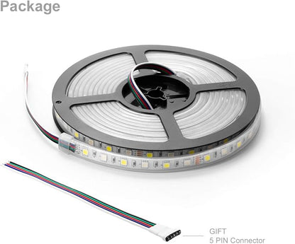 BTF-LIGHTING 5050 RGBW RGB+Cool White(6000K-7000K) 150RGB+150White LED Tape Light 5m 16.4ft 60LED/m Multi-Colored IP67 12mm Width FPCB DC12V for Bedroom Home Decoration(No Adapter or Controller)