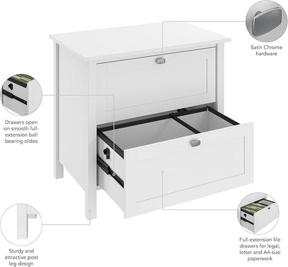 Bush Furniture Broadview 2 Drawer Lateral File Cabinet in Pure White