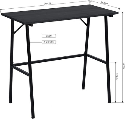 FurnitureR Home Office Computer Desk, Compact Writing Desk Study Desk with Metal Frame for Apartment, Dorm, Bedroom, Small Space (39.4 Inch, Black)