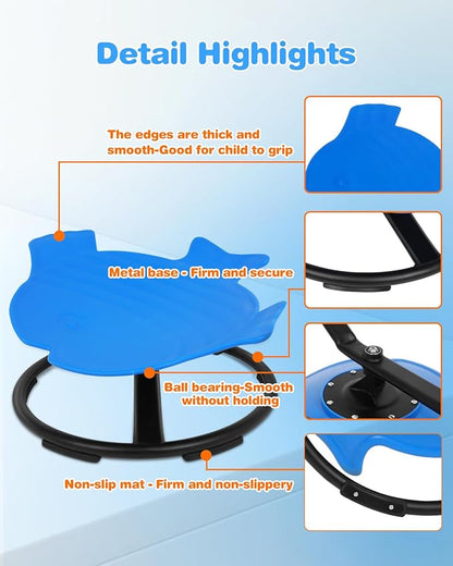 Kids Swivel Chair, Kids Sensory Swivel Chair, Seat and Spinning Swivel Chair for Autism kids Indoor, Dark Blue Sensory Chair Training Child’s Concentration and Improving Toddle’s Physical Fitness