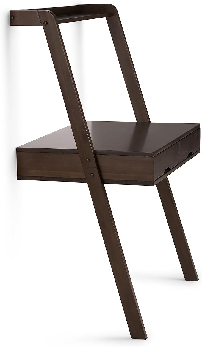 SIMPLIHOME Aleck SOLID WOOD 36 inch Wide Home Office Desk, Writing Table, Workstation, Study Table Furniture in Warm Walnut Brown with 2 Drawers