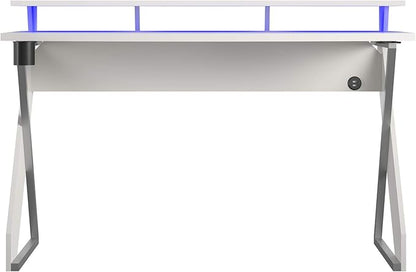 Xtreme Riser, Ergonomic, Home Office, Work Table, Computer, Gaming Room Desk, Monitor Stand, Cup Holder, Headphone Hook, White