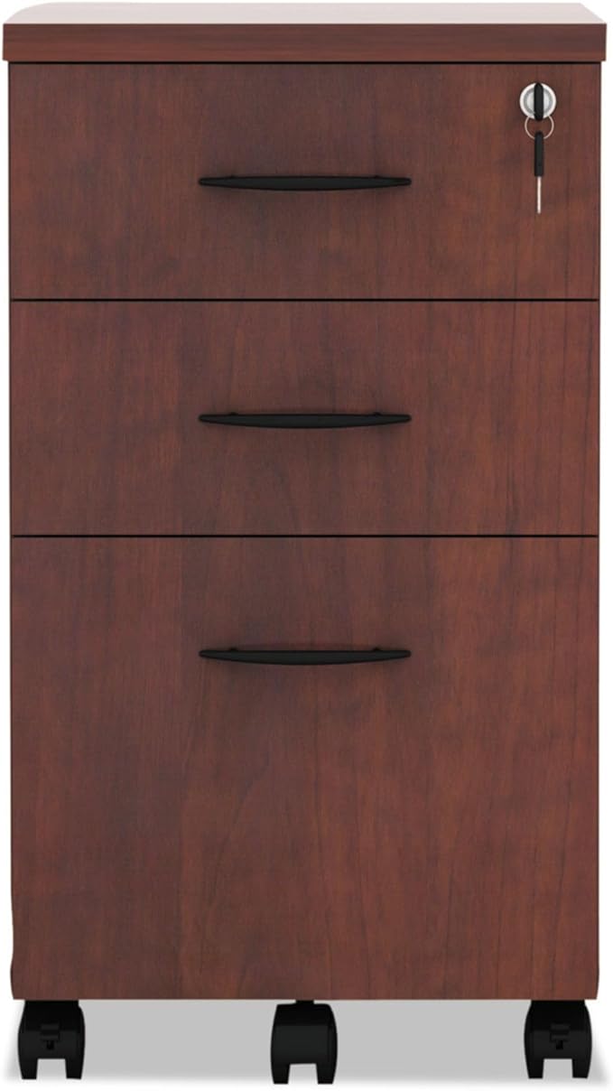Alera ALEVA572816MC 15.88 in. x 20.5 in. x 28.38 in. Valencia Series 3-Drawer Mobile File Pedestal - Cherry