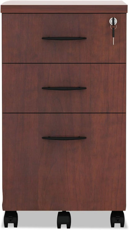 Alera ALEVA572816MC 15.88 in. x 20.5 in. x 28.38 in. Valencia Series 3-Drawer Mobile File Pedestal - Cherry