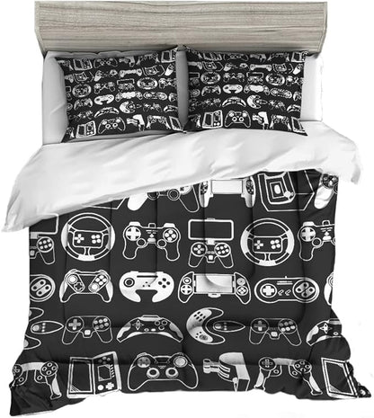 Sunnycitron Gamer Comforter Set for Boys Gaming Bed Comforter Sets Gamer Bedding Sets Boys Gaming Comforter Sets Full Size Bed Set Teen Boy Room Decor,1 Comforter 2 Pillowcases