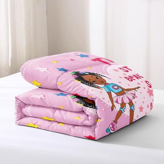 Black Ballerina Comforter Queen Sets for Girls Toddle,Black Girl Magic Comforter Set for Teens Kids,African American Afro Girl Inspirational Bedding Sets