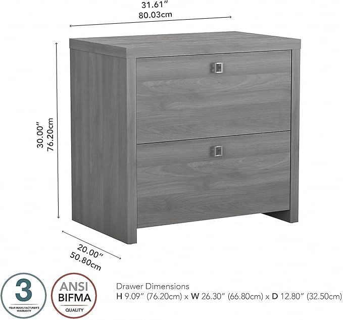 Office by kathy ireland Echo 2-Drawer Lateral File Cabinet, Letter/Legal, Modern Gray, 32-inch (KI60402-03)