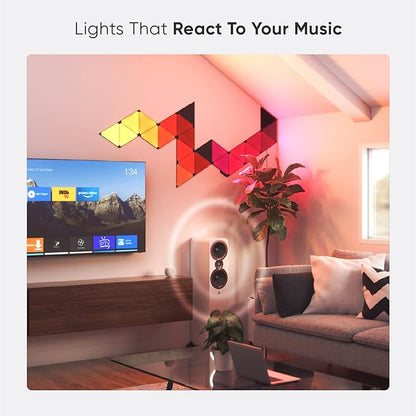 Nanoleaf Shapes WiFi and Thread Smart RGBW 16M+ Color LED Dimmable Gaming and Home Decor Wall Lights Smarter Kits (Black Triangles Smarter Kit (9 Pack)