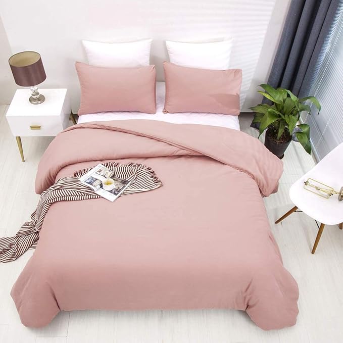 Pink Comforter King Size Pure Blush Pink Bedding Set Women Rose Pink Durable Comforter Set 3 Pieces 1 Comforter with 2 Pillowcases
